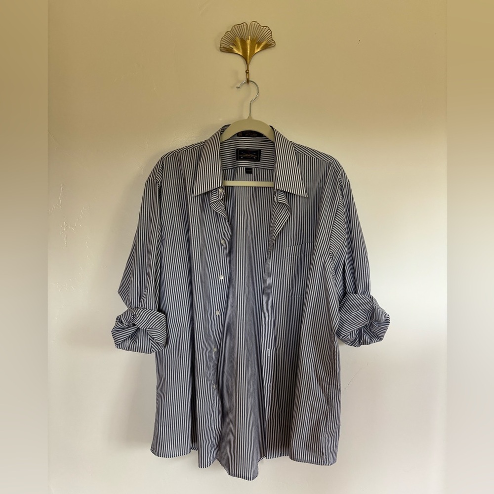 Classic Navy Pinstripe Button-Down Shirt | A9